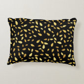 黒モダンと金ゴールド葉のパターン アクセントクッション (裏面)