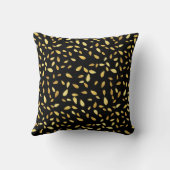 黒モダンと金ゴールド葉のパターン クッション (裏面)