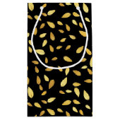黒モダンと金ゴールド葉のパターン スモールペーパーバッグ (裏面)