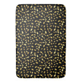 黒モダンと金ゴールド葉のパターン バスマット (正面縦)