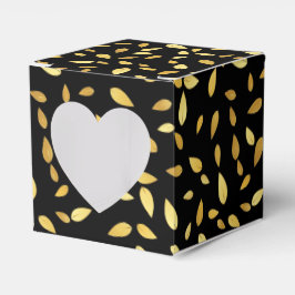 黒モダンと金ゴールド葉のパターン フェイバーボックス
