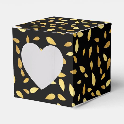 黒モダンと金ゴールド葉のパターン フェイバーボックス (正面サイド)