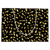 黒モダンと金ゴールド葉のパターン ラージペーパーバッグ (裏面)