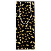 黒モダンと金ゴールド葉のパターン ワインギフトバッグ (裏面)