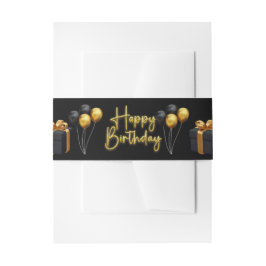 黒モダンと金ゴールド誕生日 招待状ベリーバンド