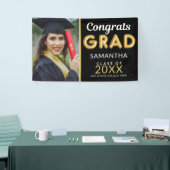 黒モダンと金ゴールド1フォトおめでとうグラード 横断幕 (トレードショー)