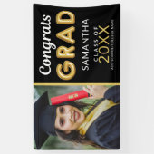 黒モダンと金ゴールド1フォトおめでとうグラード 横断幕 (縦)