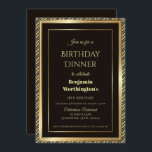 黒モダンと金ゴールド18th誕生日ディナー 招待状<br><div class="desc">黒いモダン背景に斜めフレームを施した金ゴールド内の金ゴールドを特徴とする18歳のバースデストライプのィナーパーティの招待状。</div>