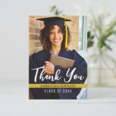 黒モダンと金ゴールド2025の卒業写真 サンキューカード (スタンド正面)