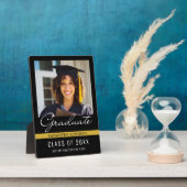 黒モダンと金ゴールド2025の卒業写真 フォトプラーク (側面)