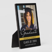 黒モダンと金ゴールド2025の卒業写真 フォトプラーク (側面)