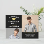 黒モダンと金ゴールド2025写真大学院パーティー 招待状 (スタンド正面)