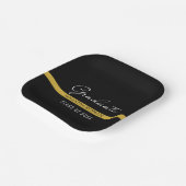 黒モダンと金ゴールド2025卒業 ペーパープレート (傾斜あり)