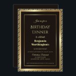 黒モダンと金ゴールド30th Birthday Dinner 招待状<br><div class="desc">黒いモダン背景に斜めフレームを施した金ゴールド内の金ゴールドを特徴とする30歳のバースデストライプのィナーパーティの招待状。</div>