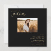 黒モダンと金ゴールド4写真卒業パーティー 招待状 (裏面)