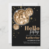 黒モダンと金ゴールド50誕生日 招待状 (正面)