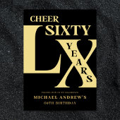 黒モダンと金ゴールド60番目の誕生日招待状 招待状