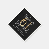 黒モダンと金ゴールド61誕生祝い スタンダードカクテルナプキン (角)
