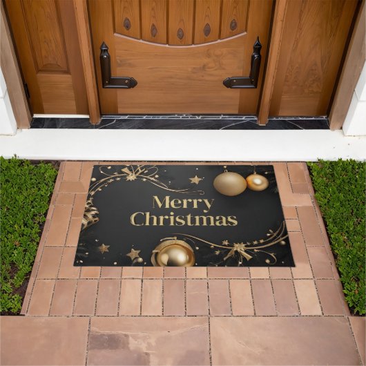 黒モダンと金ゴールド ドアマット (室外)