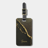 黒モダンと金ゴールド ラゲッジタグ (正面縦)