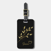 黒モダンと金ゴールド ラゲッジタグ (正面縦)