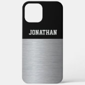 黒モダンと銀のモノグラム男性 Case-Mate iPhoneケース (裏面)