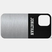 黒モダンと銀のモノグラム男性 Case-Mate iPhoneケース (裏面 / 右)