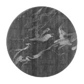 黒モダンと銀の大理石模様 カッティングボード (正面)