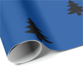 黒モダンと青のクリスマスツリーホリデー ラッピングペーパー (ロールコーナー)