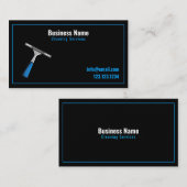 黒モダンと青のスキージ窓の清掃 名刺 (正面/裏面)