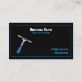 黒モダンと青のスキージ窓の清掃 名刺 (正面)