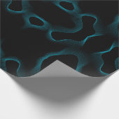 黒モダンと青の抽象芸術の波線 ラッピングペーパー (角)