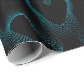 黒モダンと青の抽象芸術の波線 ラッピングペーパー (ロールコーナー)
