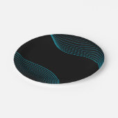 黒モダンと青の抽象芸術波線紙板 ペーパープレート (アングル)