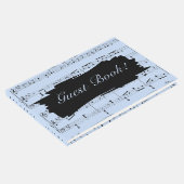 黒モダンと青の音楽結婚式招待状 ゲストブック (コーナー)