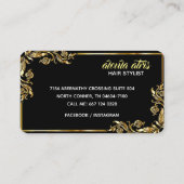 黒モダンと黄のシック美容師 名刺 (裏面)