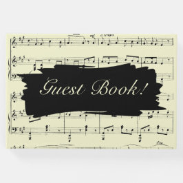 黒モダンと黄色の音楽結婚式招待状 ゲストブック