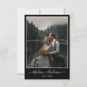 黒モダンと2枚の写真結婚 サンキューカード (正面)