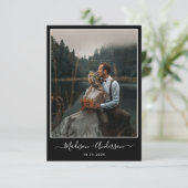 黒モダンと2枚の写真結婚 サンキューカード (スタンド正面)