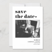 黒モダンのはっきりしたタイポグラフィ写真の保存日付 マグネット招待状 (正面)