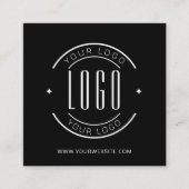 黒モダンのシンプルロゴの追加 スクエア名刺 (正面)