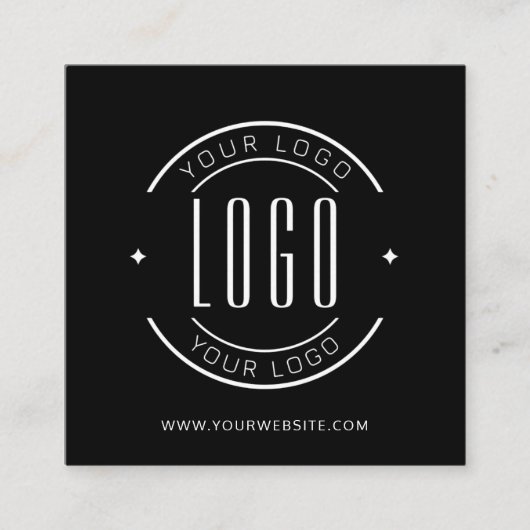 黒モダンのシンプルロゴの追加 スクエア名刺 (正面)