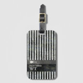黒モダンのストライプ白 ラゲッジタグ (正面縦)