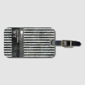 黒モダンのストライプ白 ラゲッジタグ (正面横)