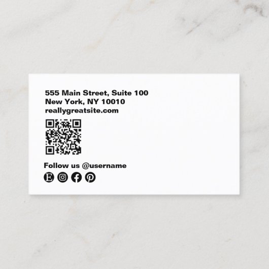 黒モダンのソーシャルメディアQRコード 名刺 (裏面)