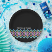 黒モダンのパターン ペーパープレート (パーティー)