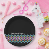 黒モダンのパターン ペーパープレート (パーティー)