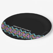 黒モダンのパターン ペーパープレート (アングル)