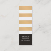 黒モダンのフェイク金ゴールドストライプのインテリア スキニー名刺 (正面)