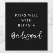 黒モダンのペアは花嫁のメイドになる ワインラベル (シングルラベル)